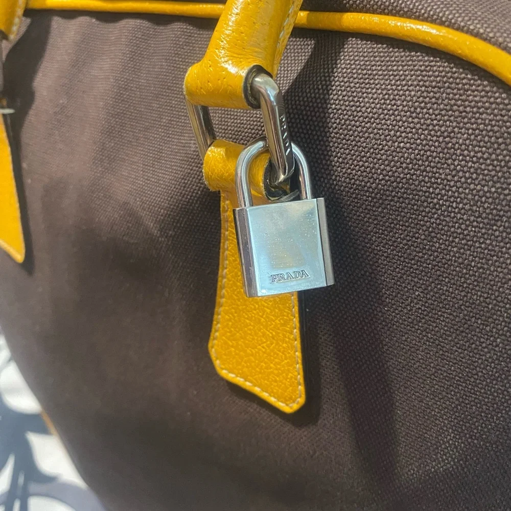 Prada Yellow and Brown Travel Bag - Picture 2 of 16